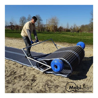 Mobi-mat ADA  roll out wood like walkway : Installation, Maintenance and Storage